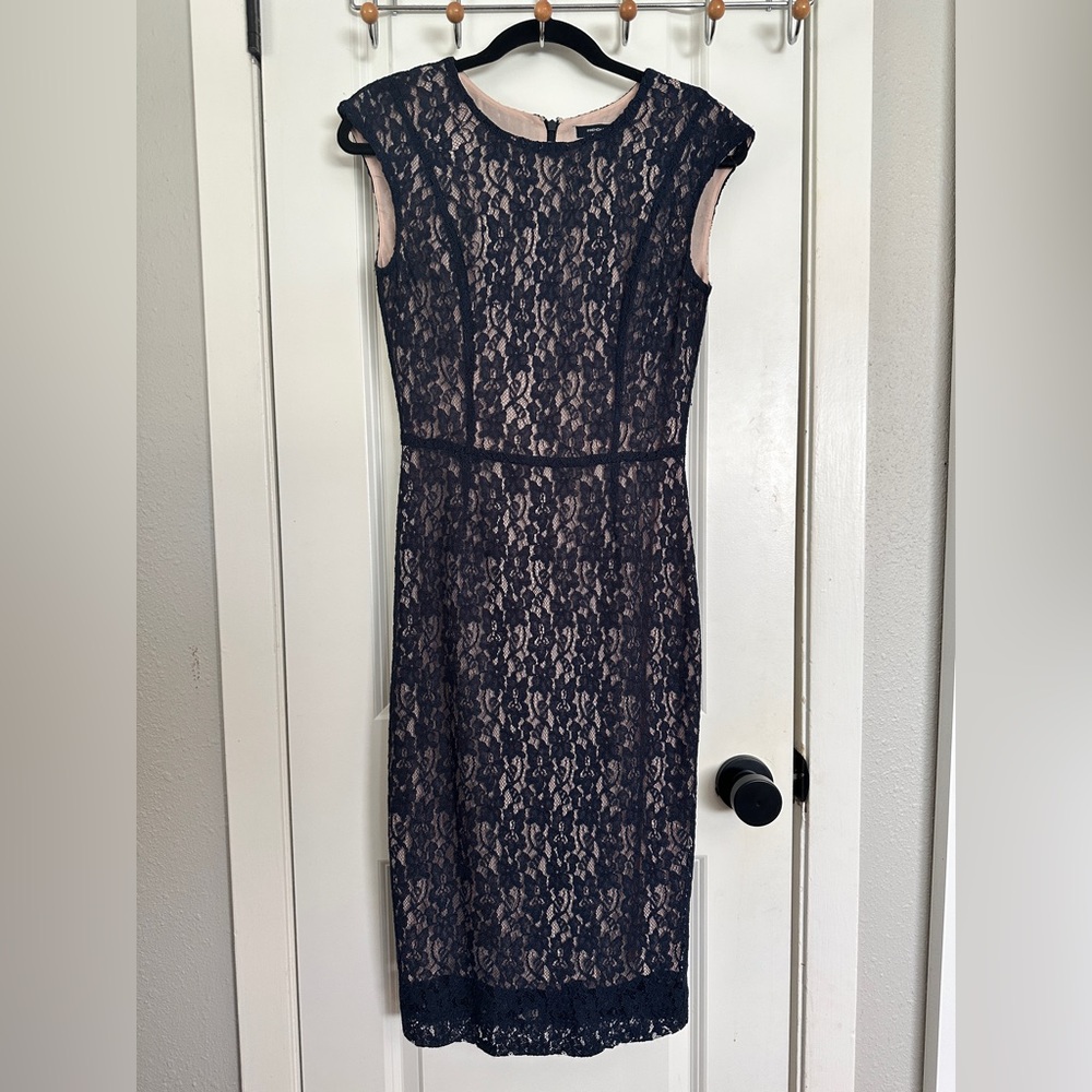 French Connection Navy Lace Midi Dress